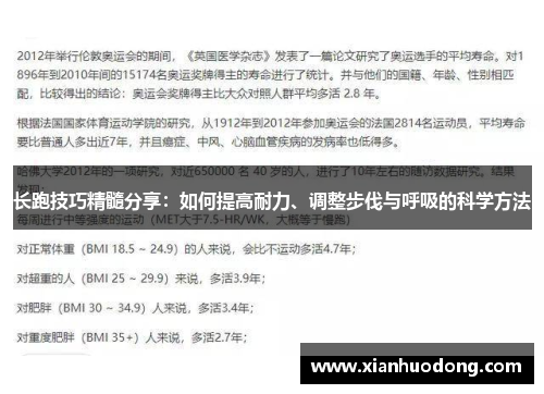 长跑技巧精髓分享：如何提高耐力、调整步伐与呼吸的科学方法